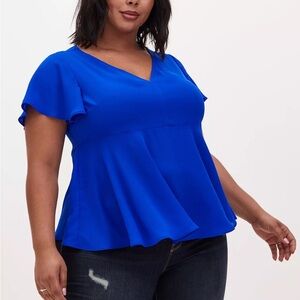 Torrid Royal Blue Flutter Sleeve Blouse